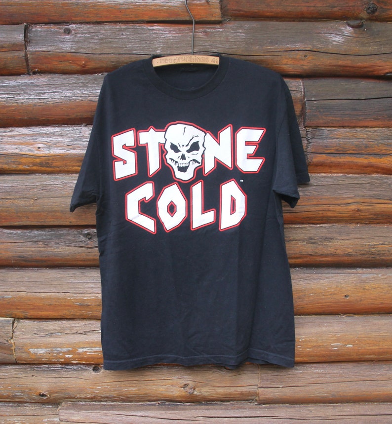 Vintage Stone Cold Steve Austin Bullet Proof WWE Black Wrestling T-Shirt Adult Size L / XL image 1