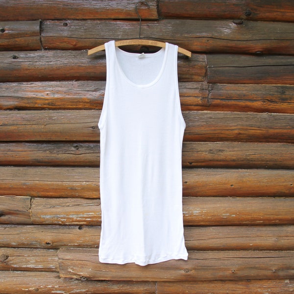 Vintage Stanfield's Ascot White Tank Top / Undershirt / Wife Beater / Made in Canada Adult Size 3XL XXXL