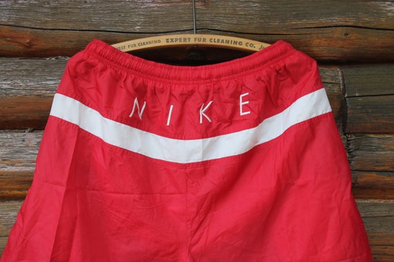 Vintage NIKE Red White Spell Out Swim 