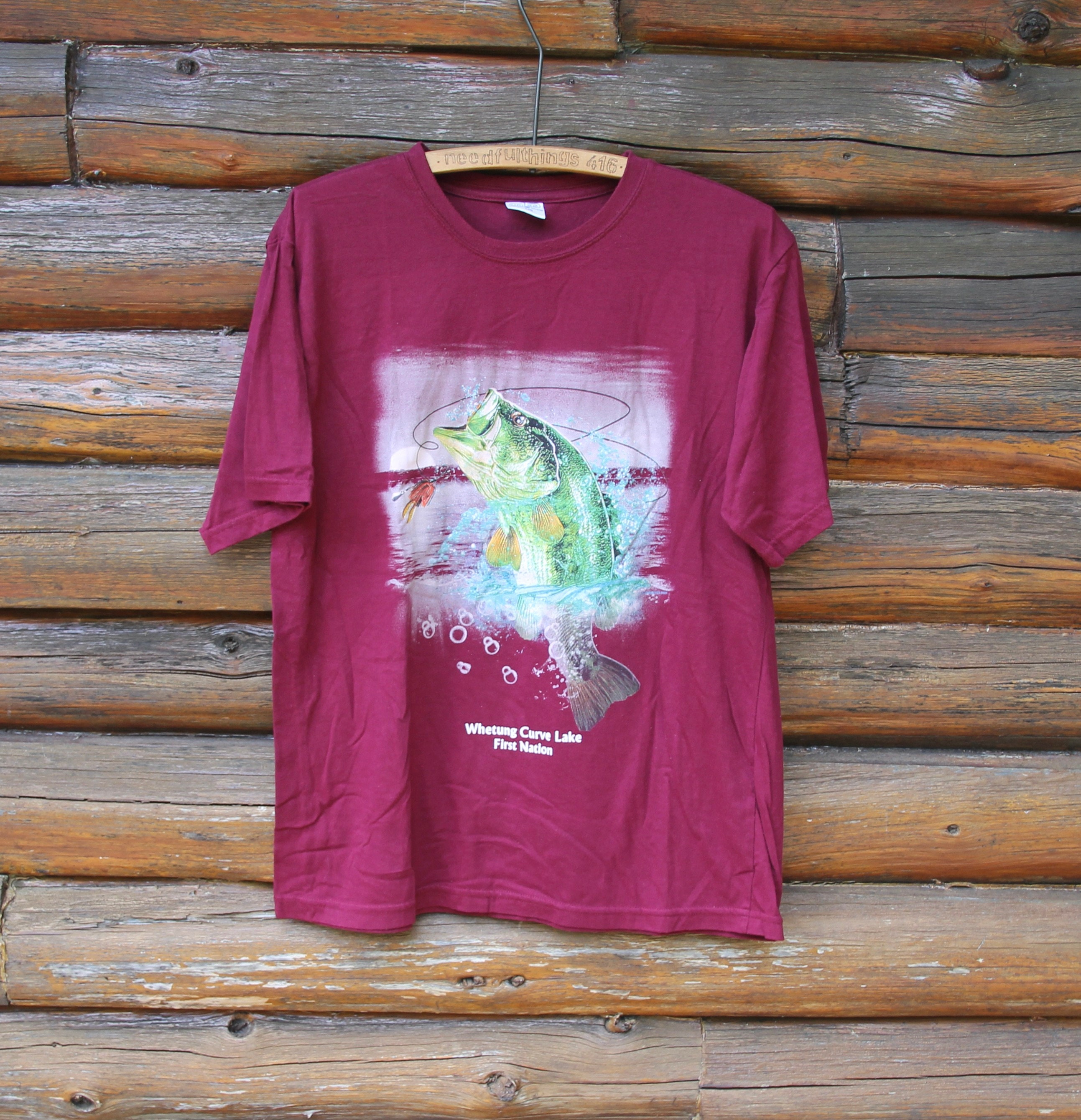 Vintage Whetung Curve Lake First Nation Bass Fish Fishing T-shirt