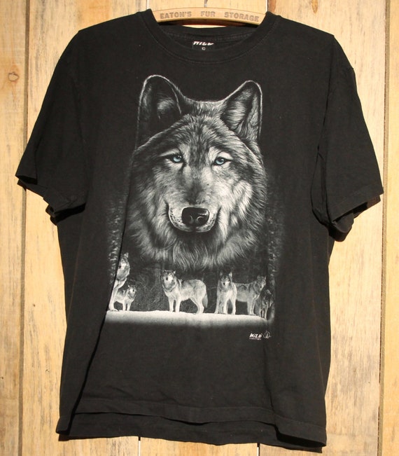 The Mountain Unisex Adult Black Wolf Wolves T Shirt