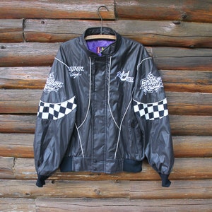 Vintage Snap-On Racing "Race U There" Black Checkered Flag Full Zip Jacket Adult Size Large
