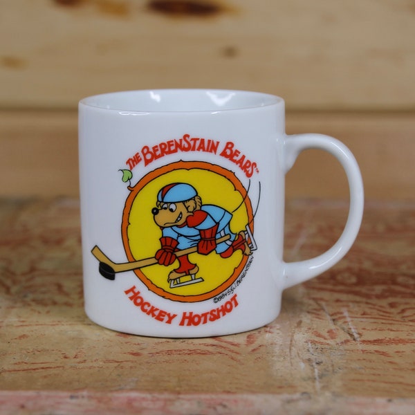 Vintage The BerenStain Bears Hockey Hotshot Contenova Japan White Coffee Mug