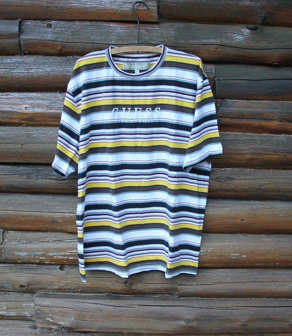 Vintage Guess Jeans Angeles Striped T-shirt Adult Size XXL - Etsy