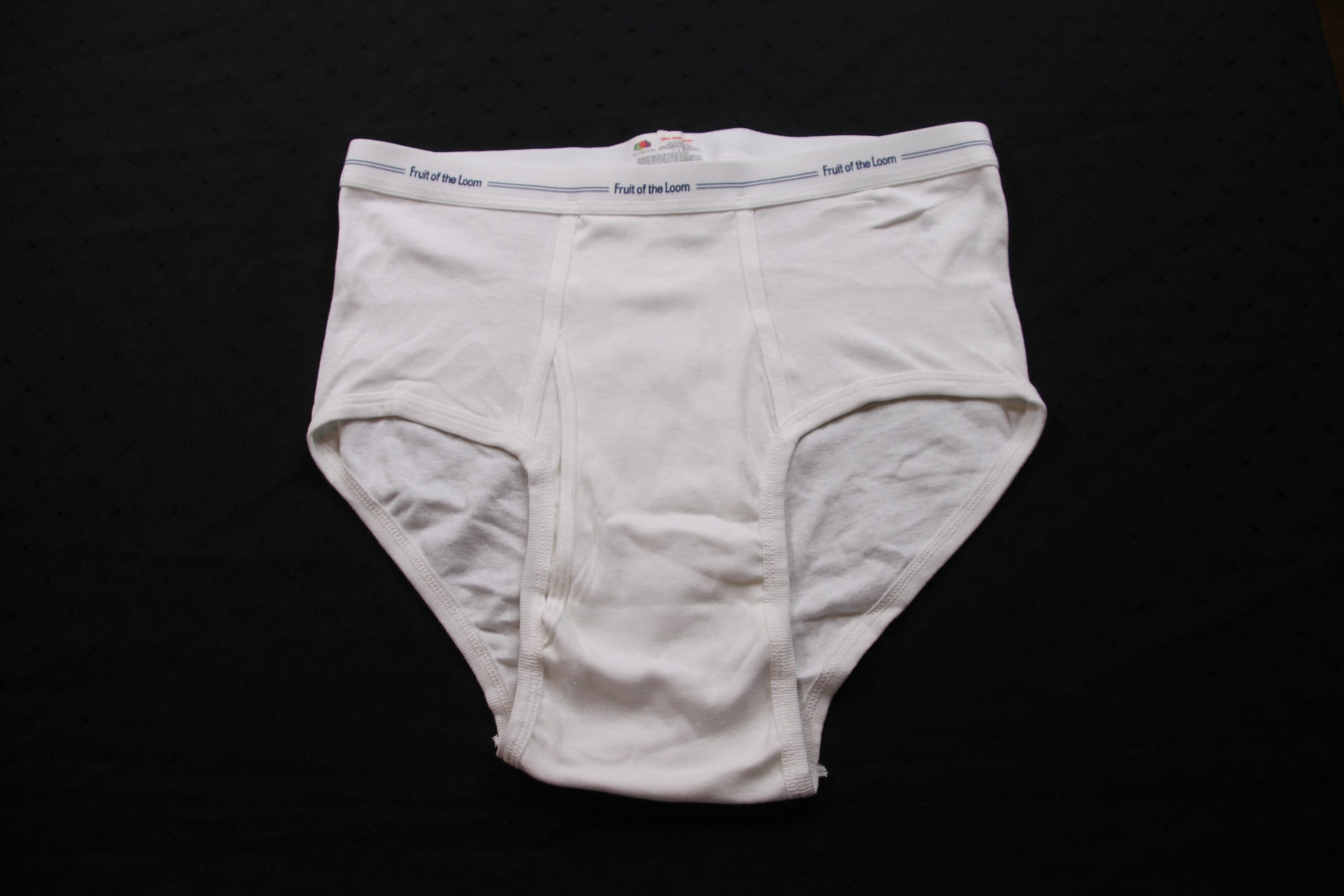 Vintage Fruit of the Loom Men's Y-Front Briefs XL White Blue Yellow Stripe