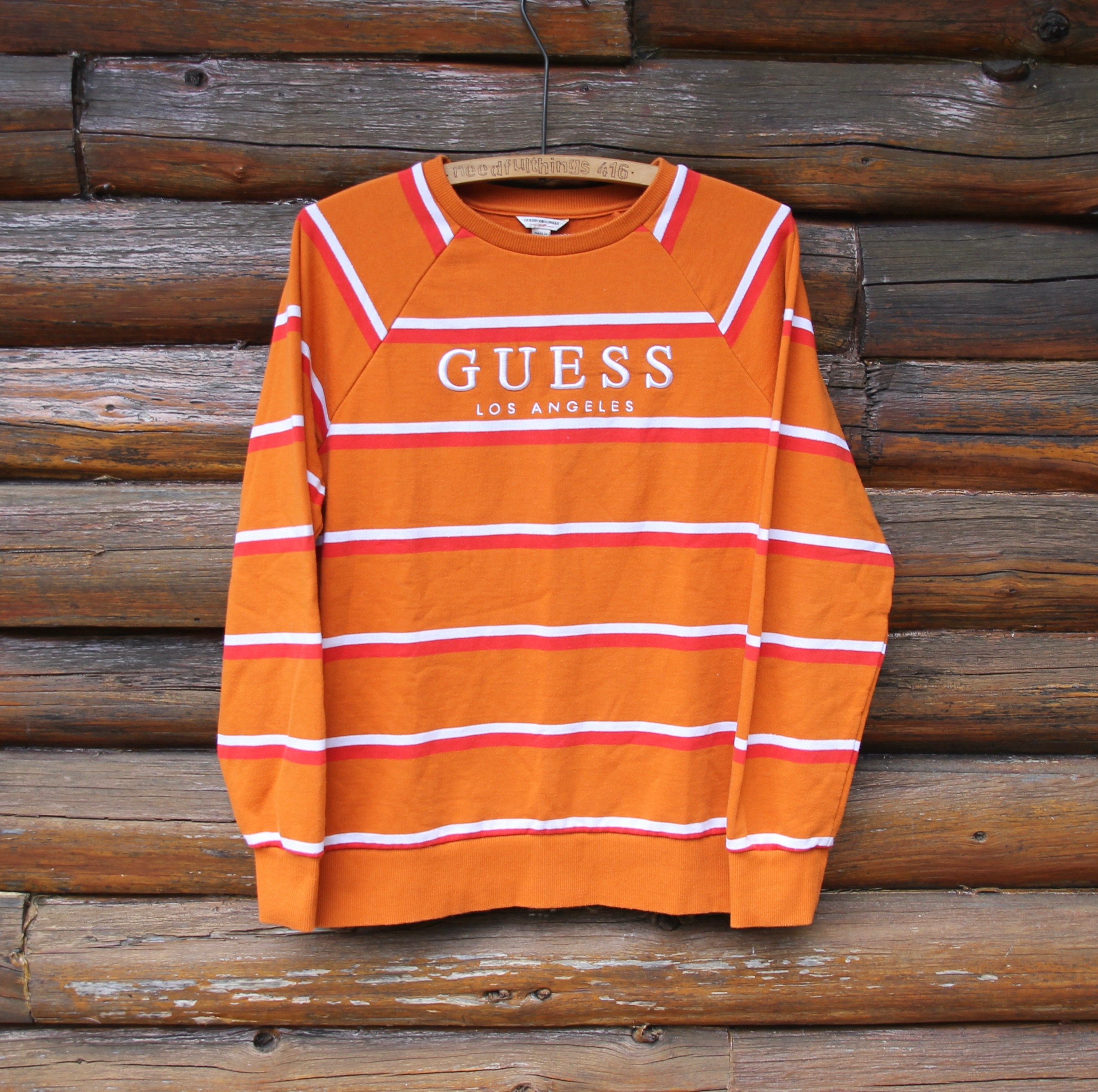 Kruik Wreedheid droefheid Vintage Guess Los Angeles Orange Striped Pullover Long Sleeve - Etsy
