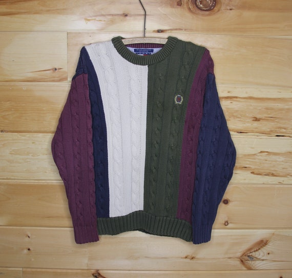 Vintage Tommy Hilfiger Heavy Cable Knit Pullover … - image 1