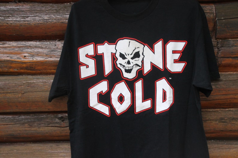 Vintage Stone Cold Steve Austin Bullet Proof WWE Black Wrestling T-Shirt Adult Size L / XL image 3