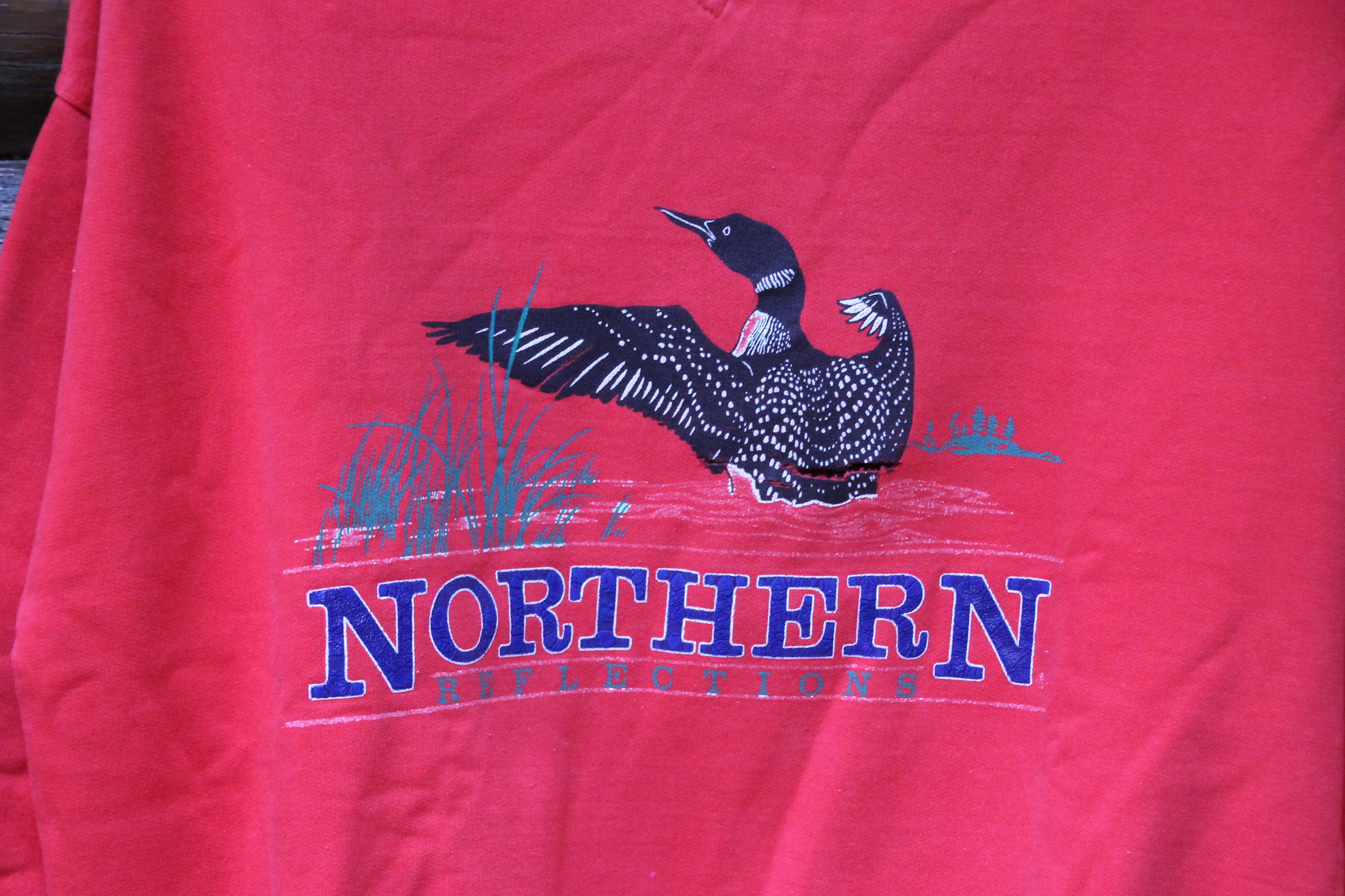 Vintage Northern Reflections Classic Loon Loons on Lake Red Cottage  Essentials Pullover Sweatshirt Adult Size Small issue in Pictures -   Canada