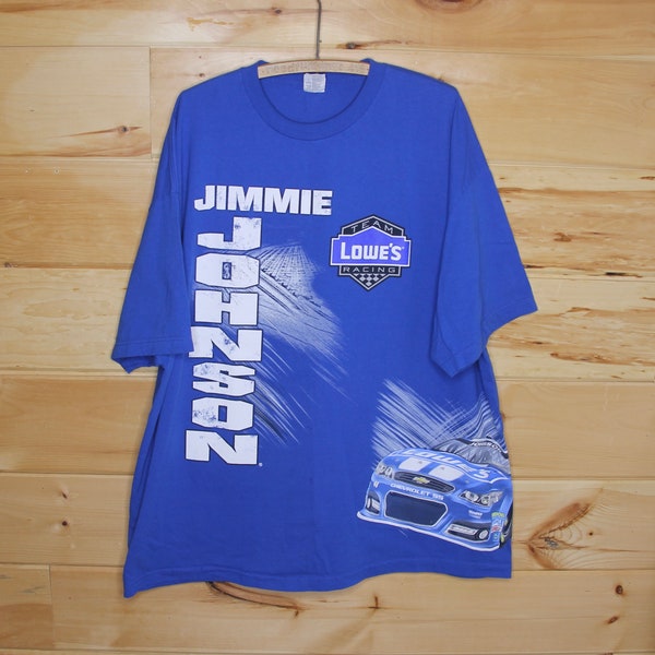 Vintage Jimmie Johnson Team Lowe's Nascar Racing Blue T-Shirt Adult Size 3XL XXXL