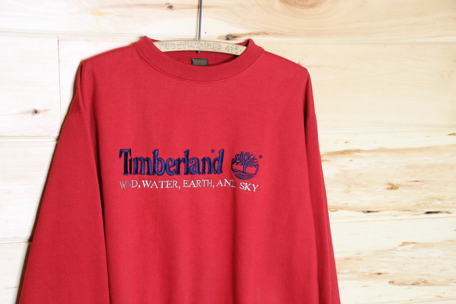 Vintage Timberland Wind Water Earth And Sky Red Pullover | Etsy
