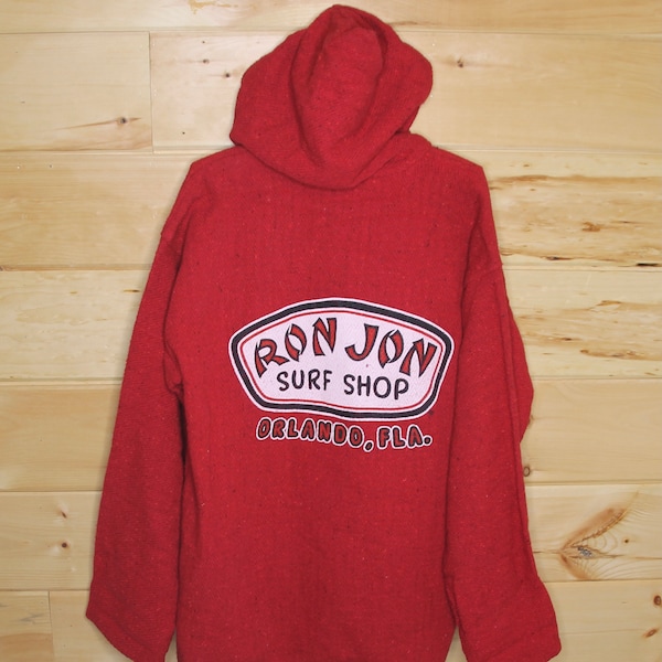 Vintage Ron Jon Surf Shop Orlando Florida Red Thick Pullover Hoodie Hooded Sweatshirt Adult Size XL