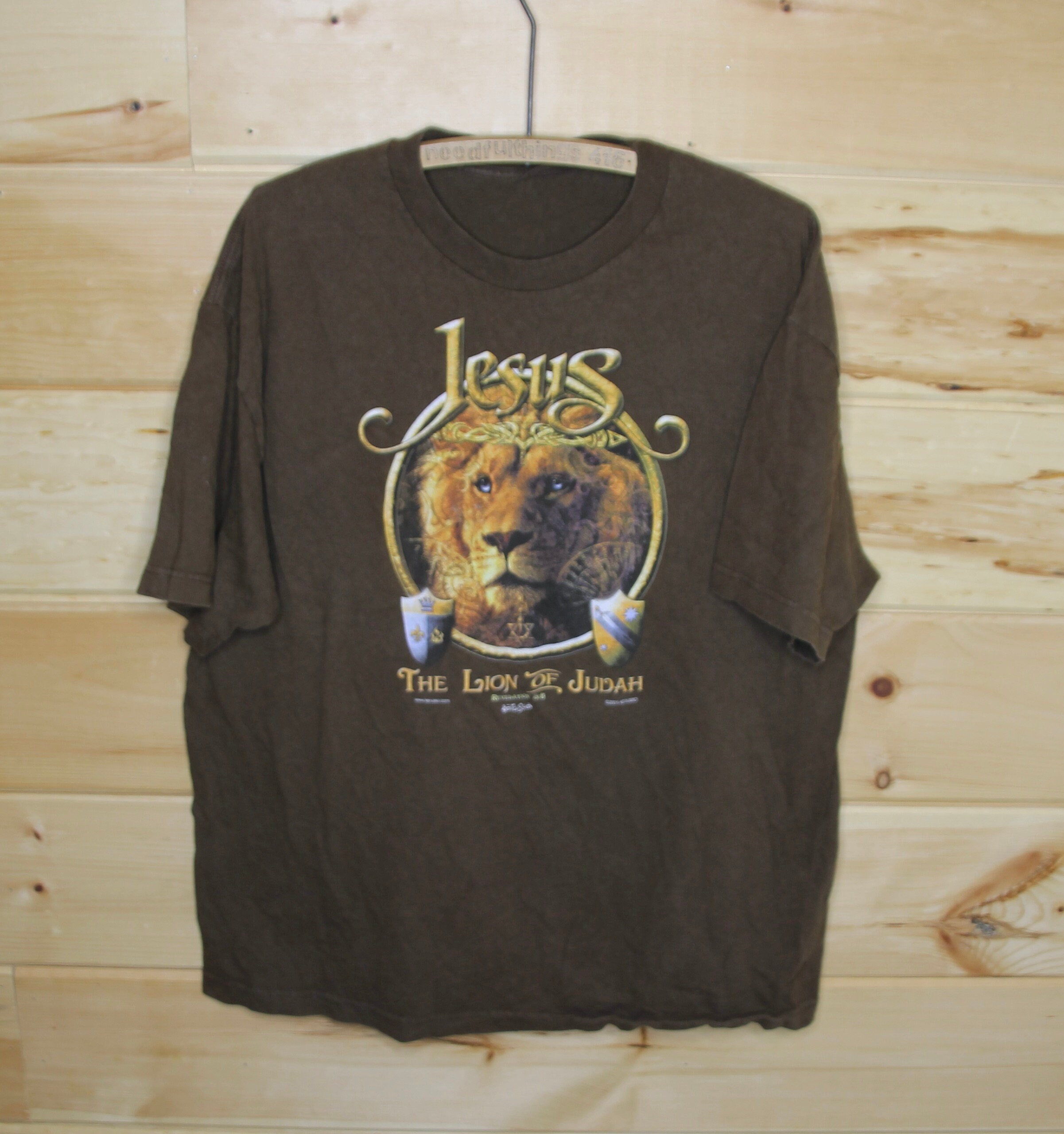 Vintage Jesus the Lion of Judah Revelation 5:5 Religious Brown T-shirt  Adult Size XL 