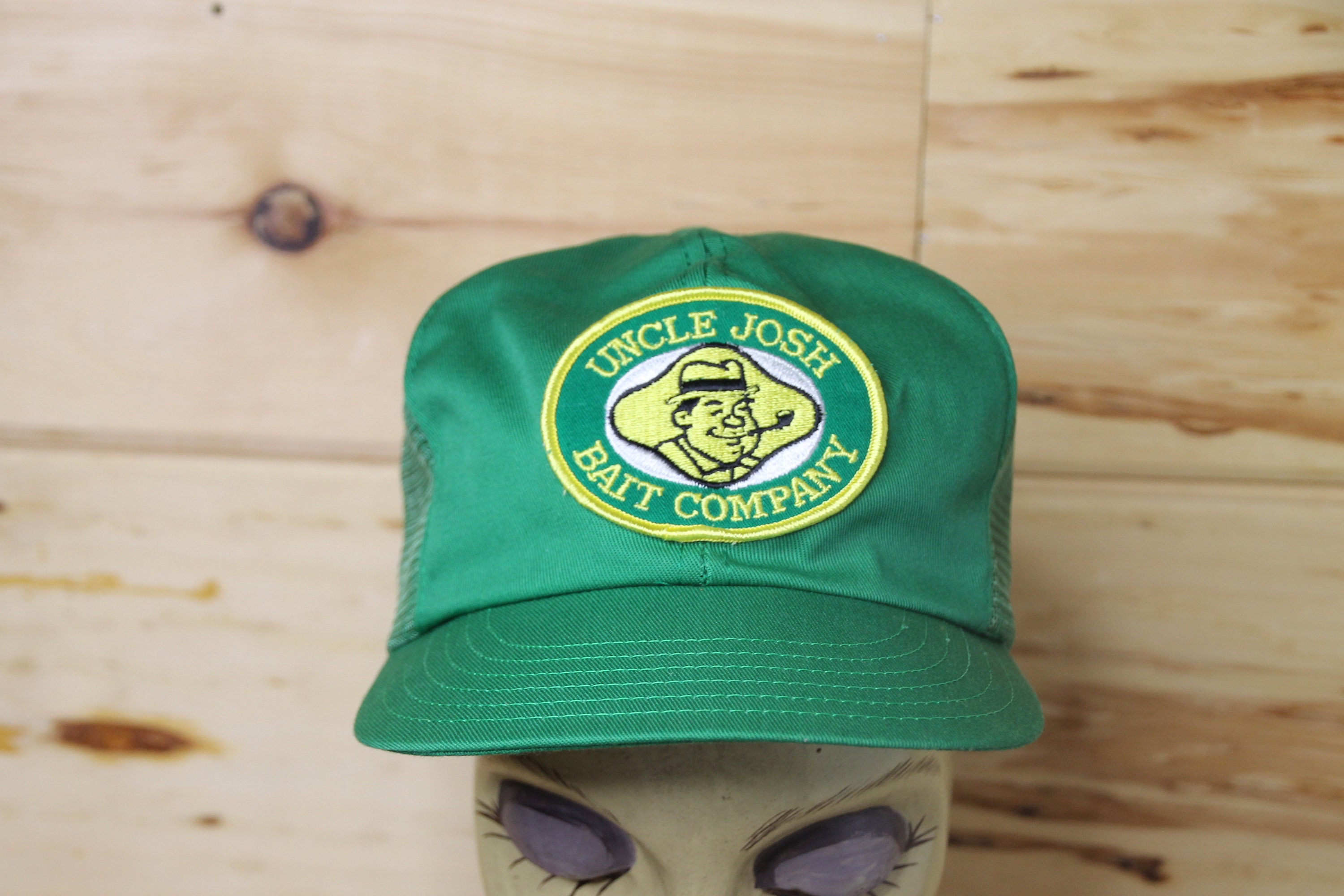 Vintage Uncle Josh Bait Company Green Trucker Hat Fishing Adjustable  Snapback Adult Size 