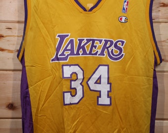 Vintage Champion Los Angeles Lakers Shaquille O'neal 34 Basketball Jersey  Size Medium 