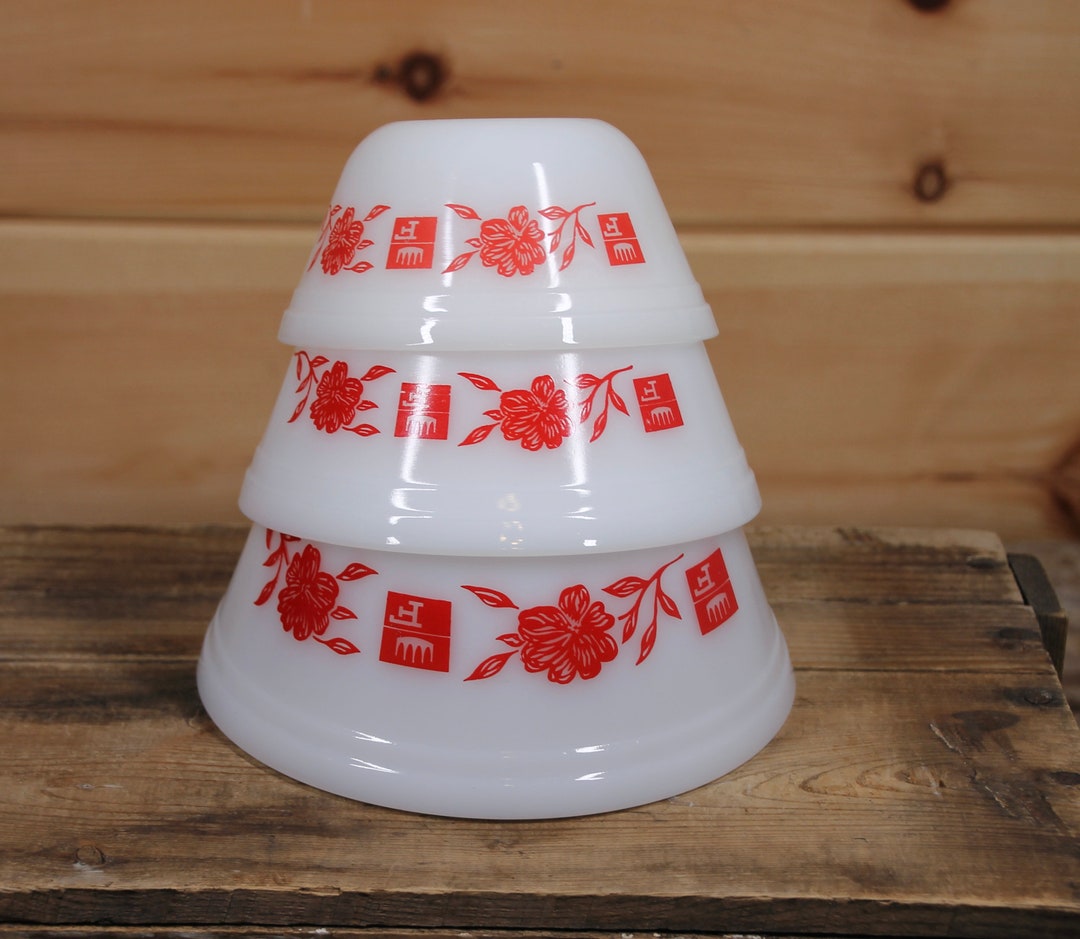 Vintage Lot of 3 Federal Red Flower Frigidaire Promotional Pattern Oven