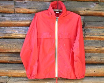 Vintage Kids Youth Red KWay Zip Up Light Jacket Windbreaker Rain Size 4