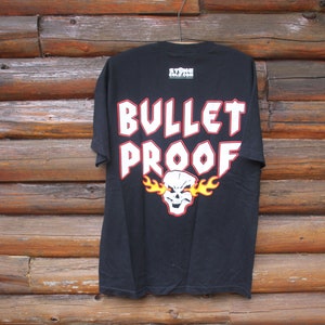 Vintage Stone Cold Steve Austin Bullet Proof WWE Black Wrestling T-Shirt Adult Size L / XL image 6