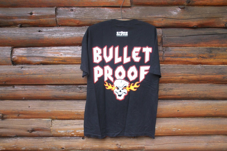 Vintage Stone Cold Steve Austin Bullet Proof WWE Black Wrestling T-Shirt Adult Size L / XL image 6