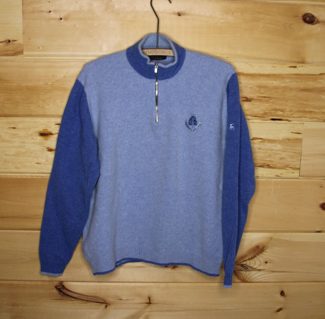 Vintage Carnoustie Golf Links Peter Scott Pure Wool Blue Pullover