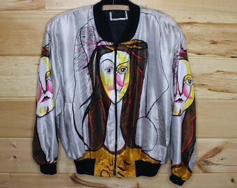 Vintage Pablo Picasso Art Windbreaker Light Jacket With Shoulder Pads Adult Size Small / Medium