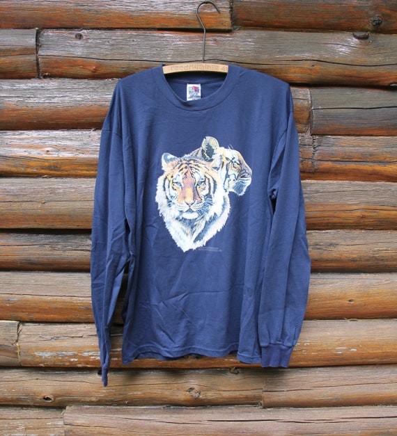 Vintage 1996 Tiger Big Face Cat Cats Nature Animal Shirt Long - Etsy