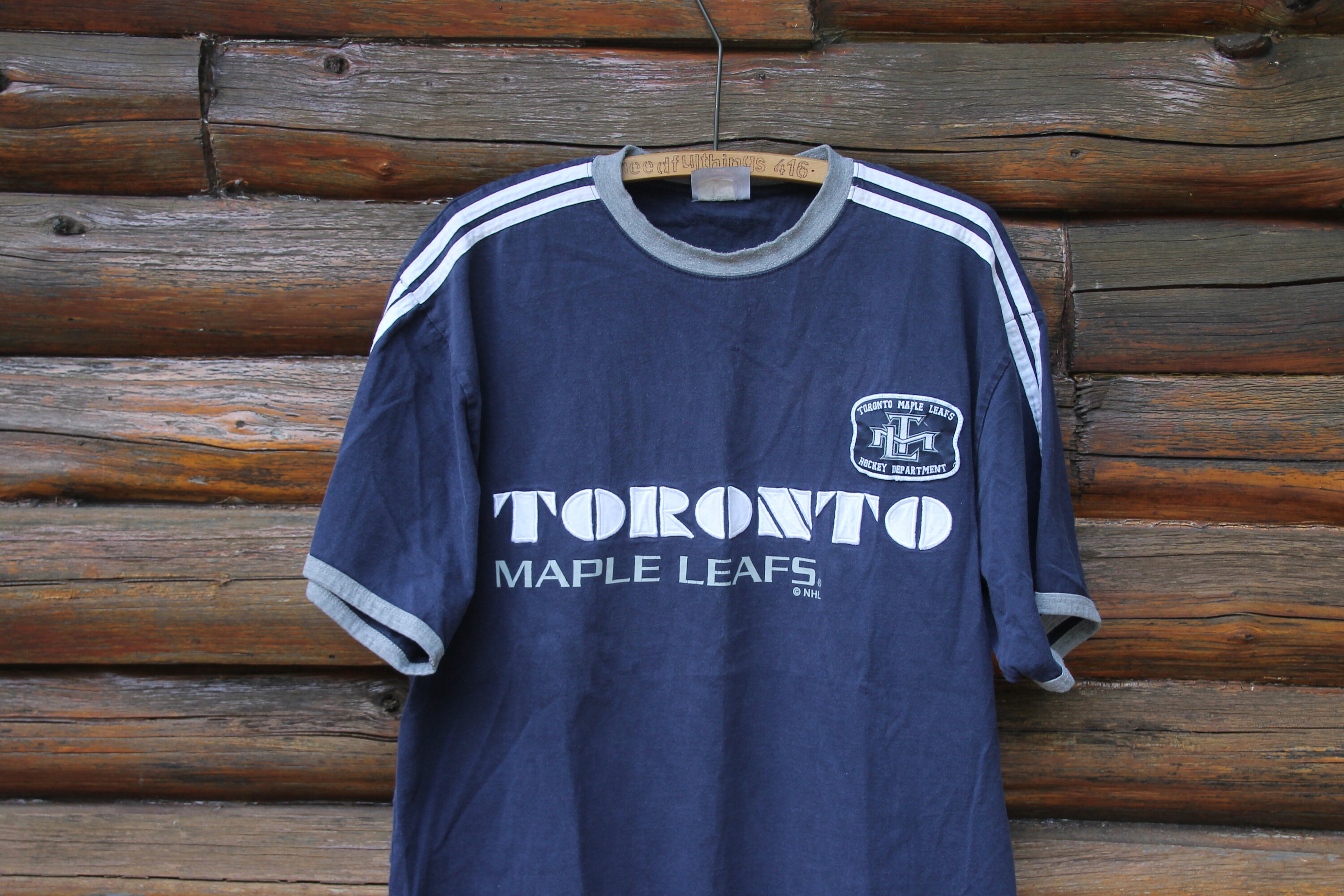 Vintage Toronto Maple Leafs Hockey Department TML NHL Embroidered Blue  T-Shirt Adult Size XL
