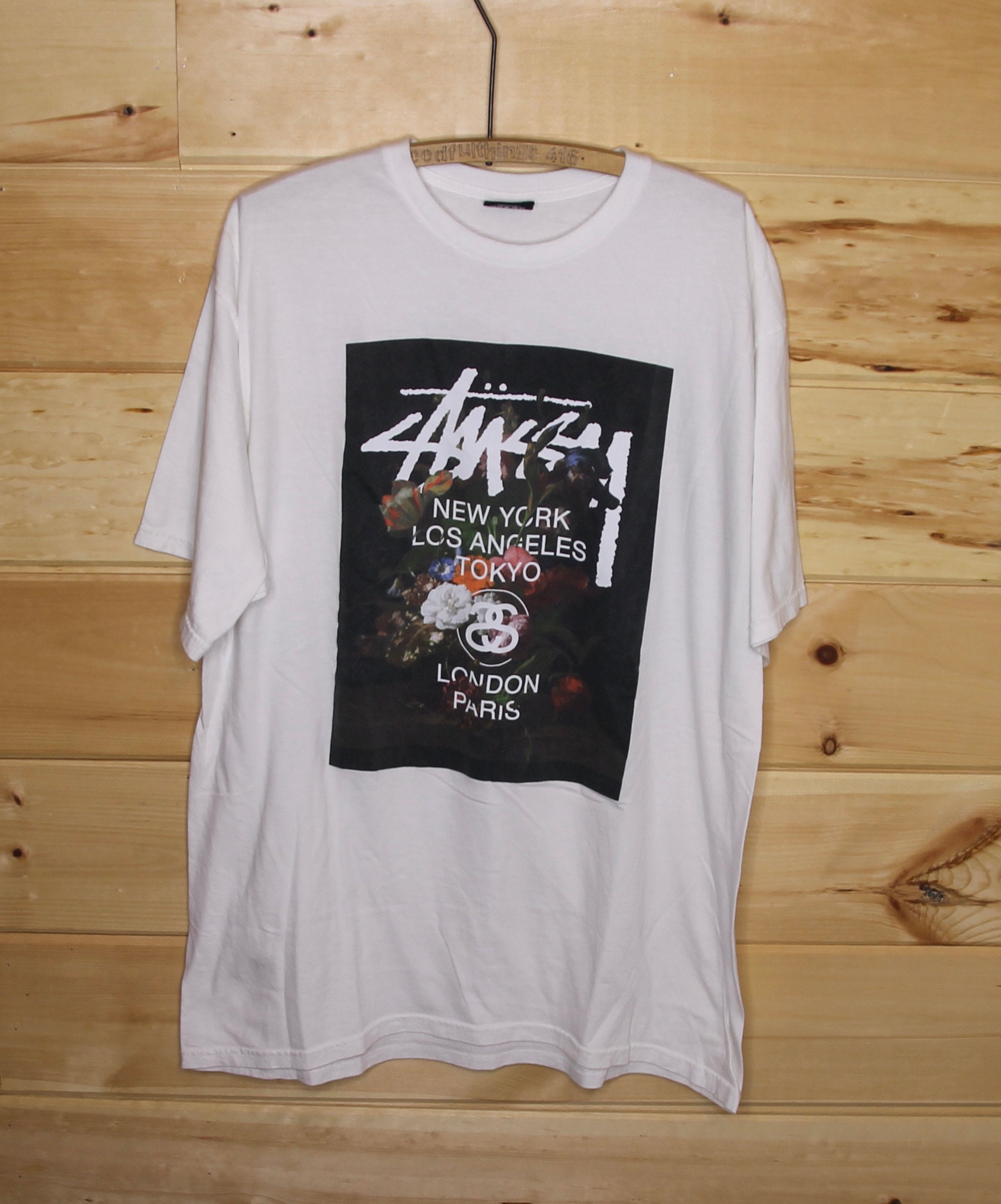 Vintage Stussy New York Los Angeles Tokyo White T shirt Adult Size