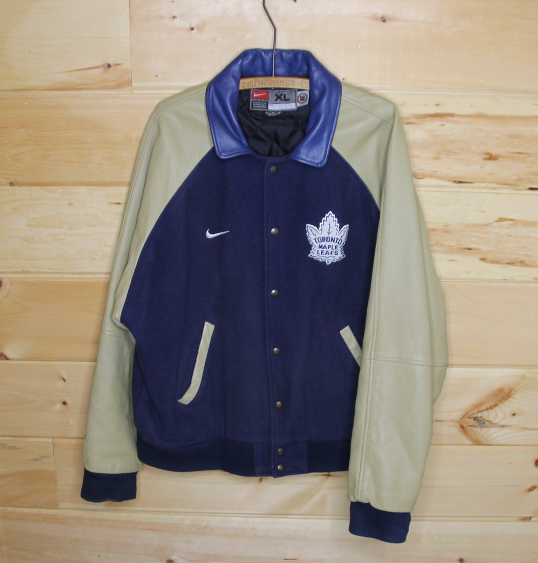Vintage NIKE Toronto Maple Leafs Blue With Beige Leather 