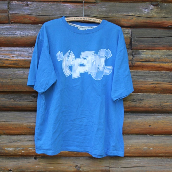 Vintage Karl Kani Blue Graffiti Throw Up T-Shirt Adult Size XL +