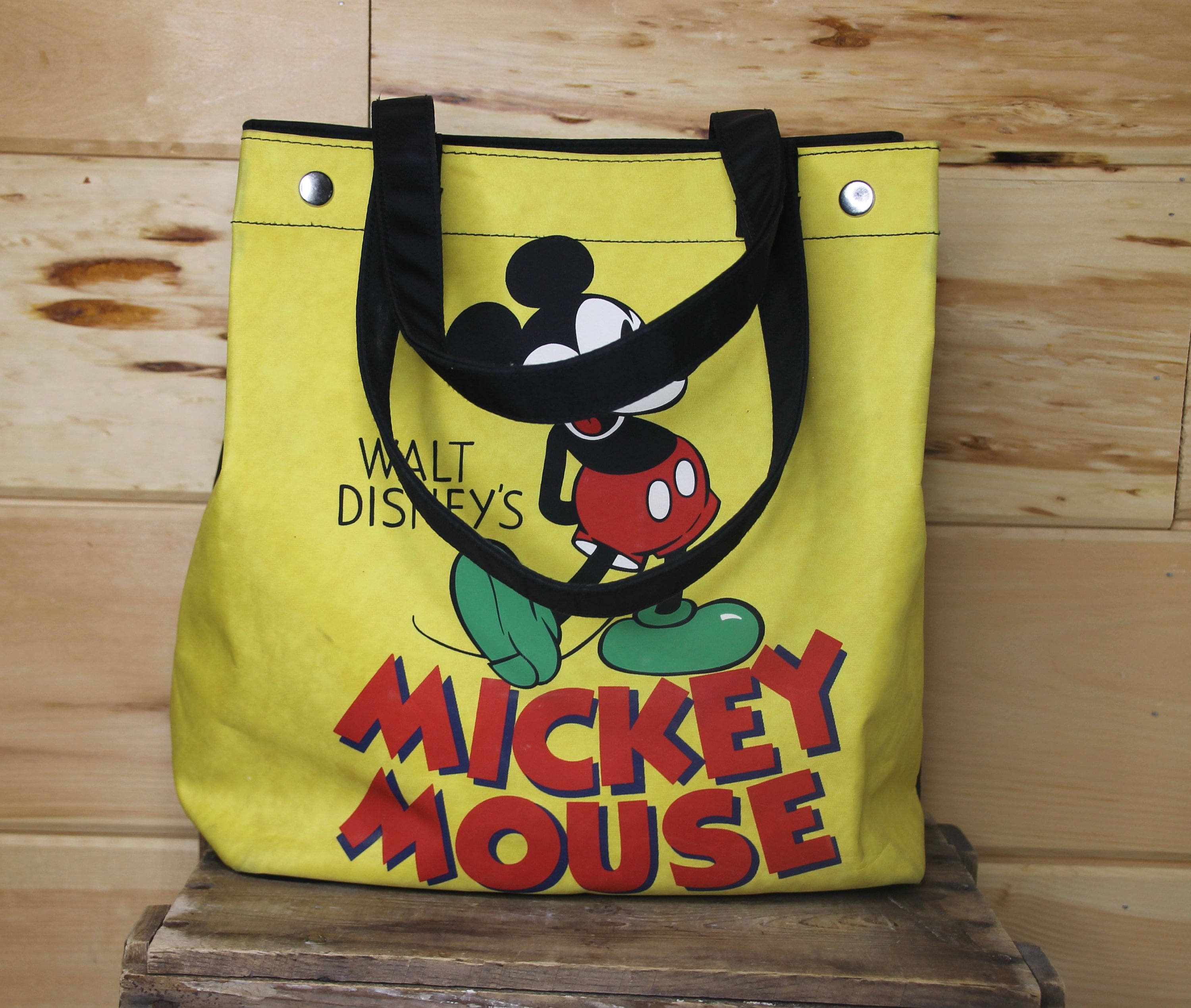 Bag Disney Travel Mickey Mouse Tote Black World Walt Large Duffle Red  Vintage