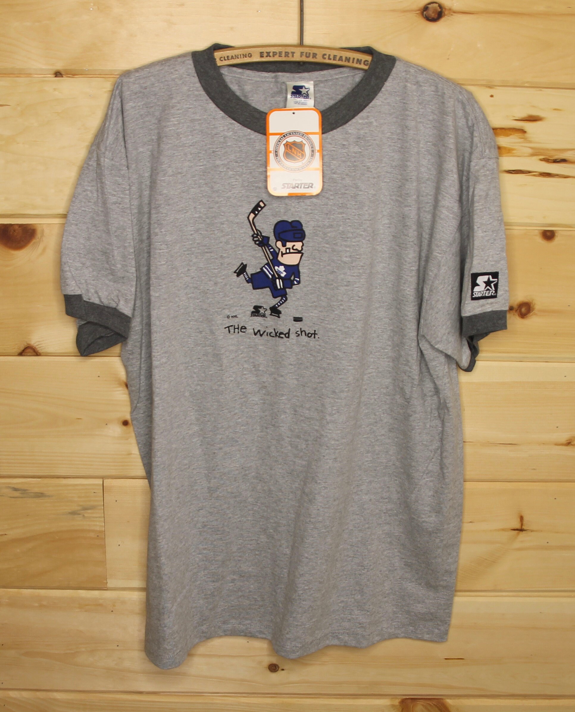 Vintage Starter USA Hockey Grey T Shirt Single Stitch Size Large Made In  Canada