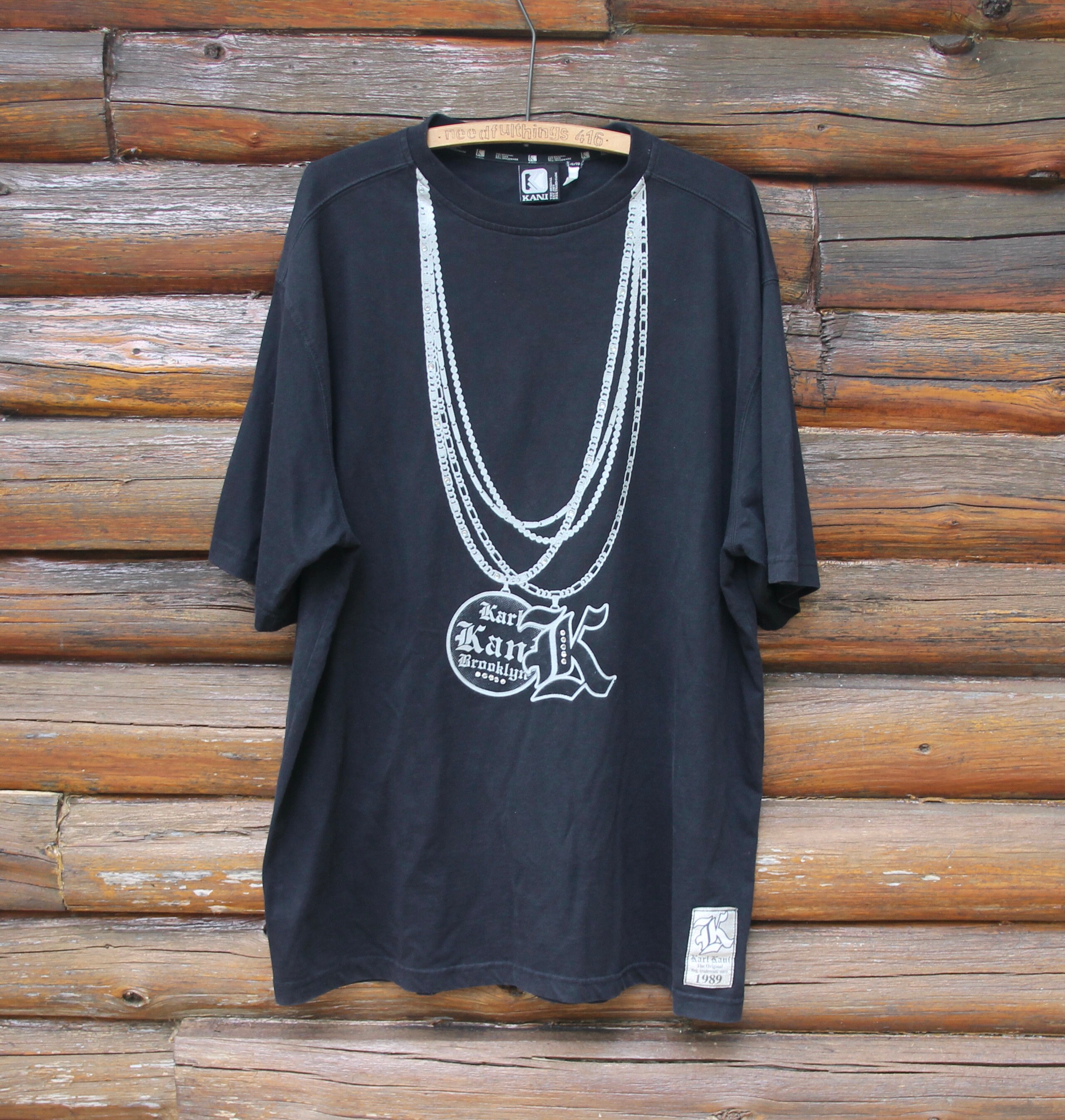 Vintage Karl Kani Brooklyn Silver Necklace With Medallions Print