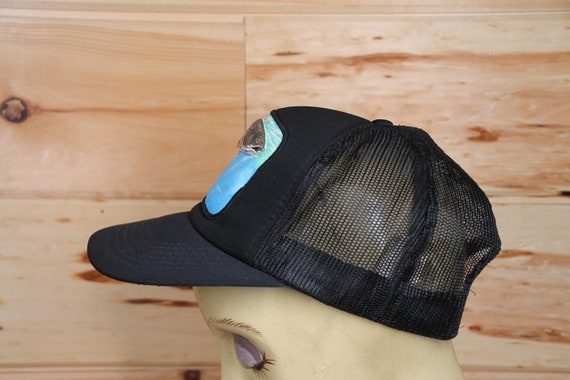 Vintage Trout Fishing 3D Puff Print Fish Black Trucker Adjustable Snapback Hat Cap adult Size