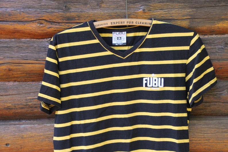 Vintage FUBU the Collection Black & Yellow Striped T-shirt - Etsy