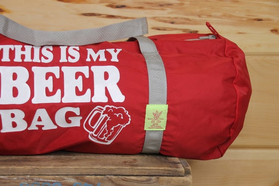 Vintage This is My Beer Bag - Red Duffle Gym Bag - image 5