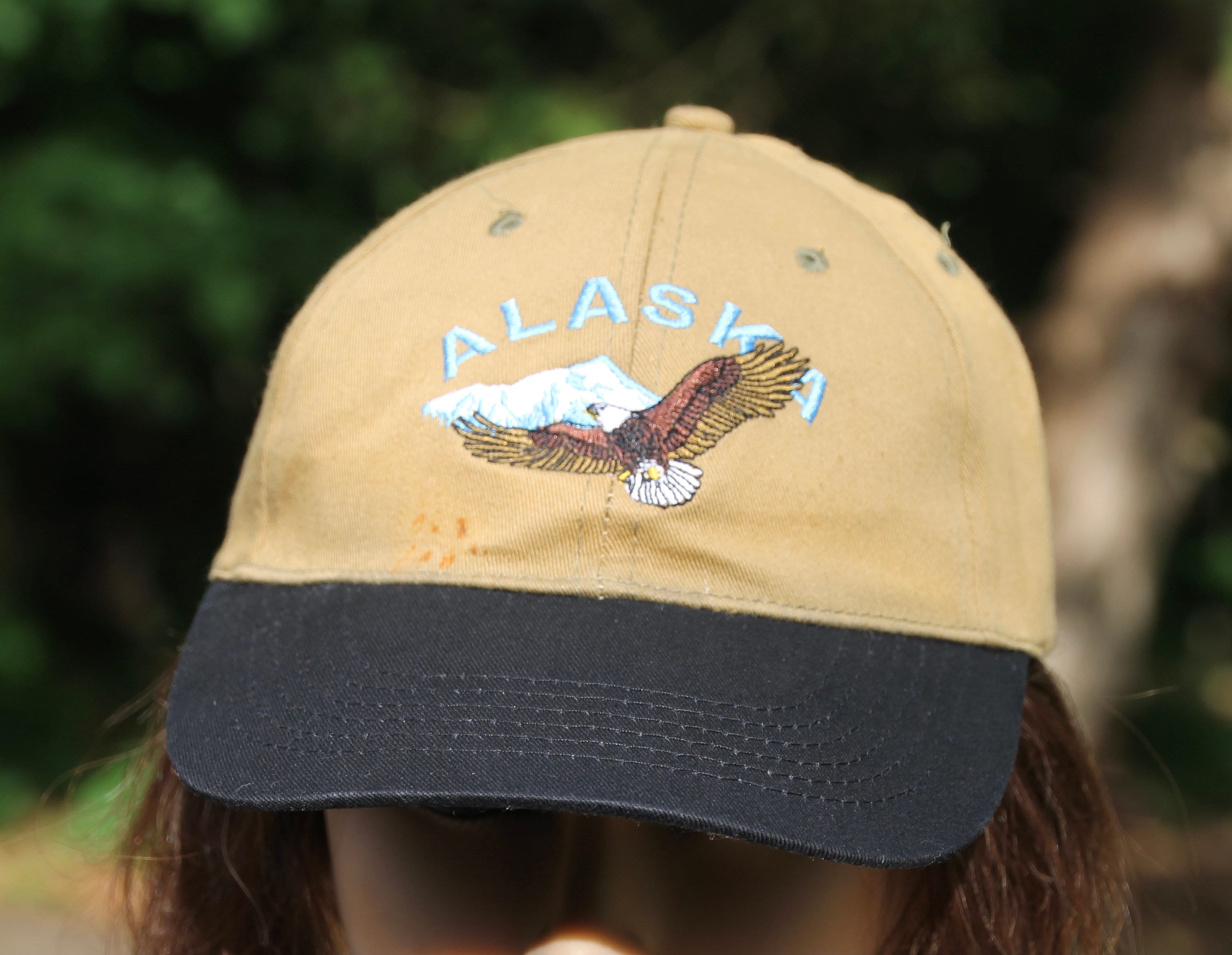 Vintage Alaska Bald Headed Eagle Embroidered Beige One Size