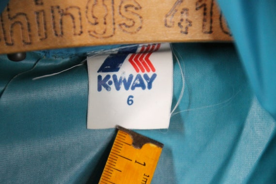 Vintage K-Way Full Zip Light Jacket Retro Teal Wi… - image 10