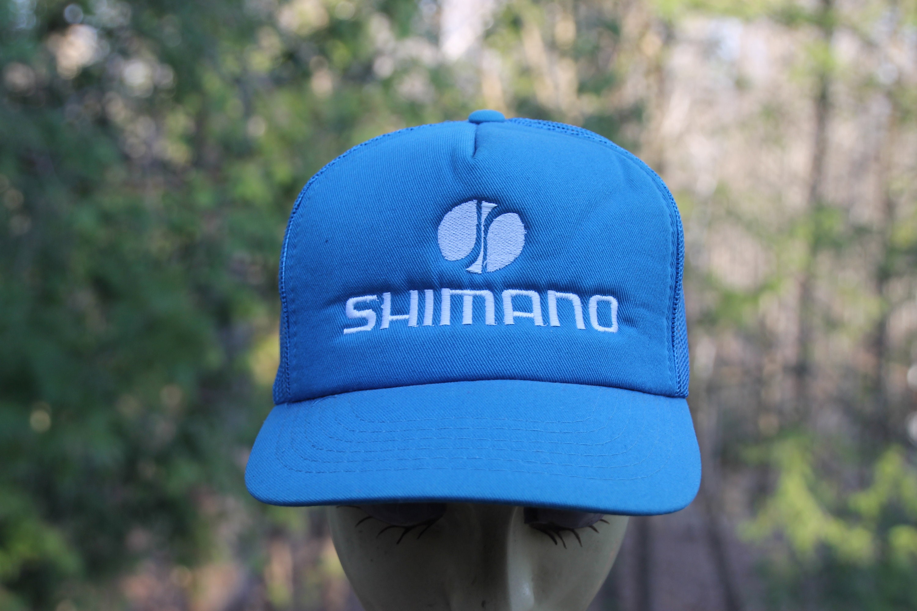 Vintage Shimano Fishing Fish Snapback Light Blue Trucker Baseball