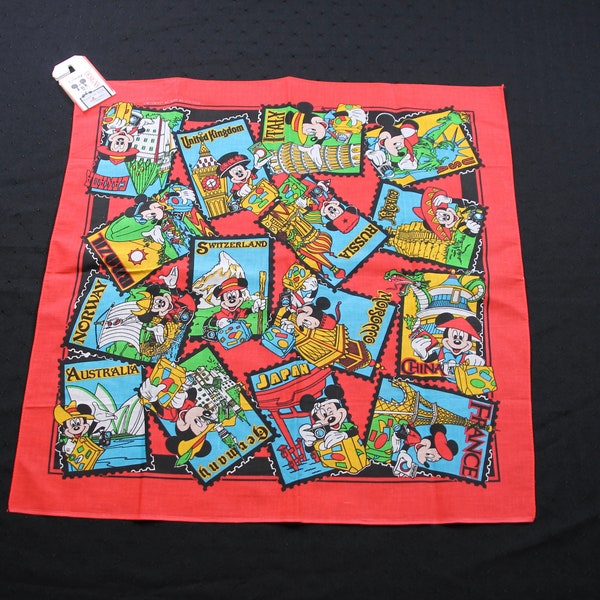 Vintage Disney Designs Epcot Centre Handkerchief Cotton Bandana New With Tags NOS