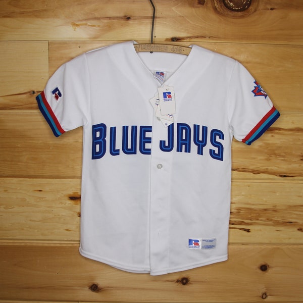 Vintage Roger Clemens Toronto Blue Jays MLB Baseball Sewn Russell Athletics Jersey Youth Kids Size Small NWT New