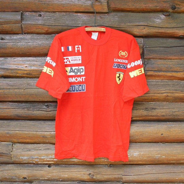 Vintage Magneti Marelli F-1 Championnat du monde de Formule 1 Autosport Rouge Paulo Magno T-Shirt Adulte Taille Large
