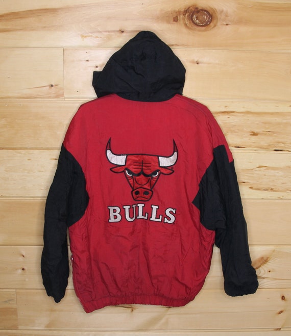 Vintage 1990's Chicago Bulls Jacket Competitor Hooded Full Zip Mens Large