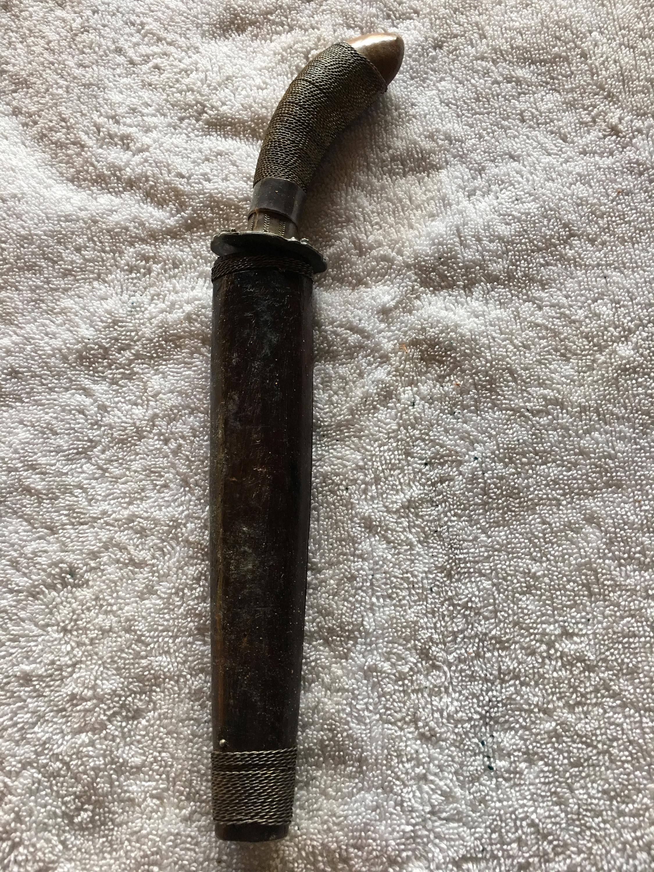 Dagger With Rope Antique Indonesian Dagger Silver Roped Wood Hilt, Jeweled Guard & Wood ...