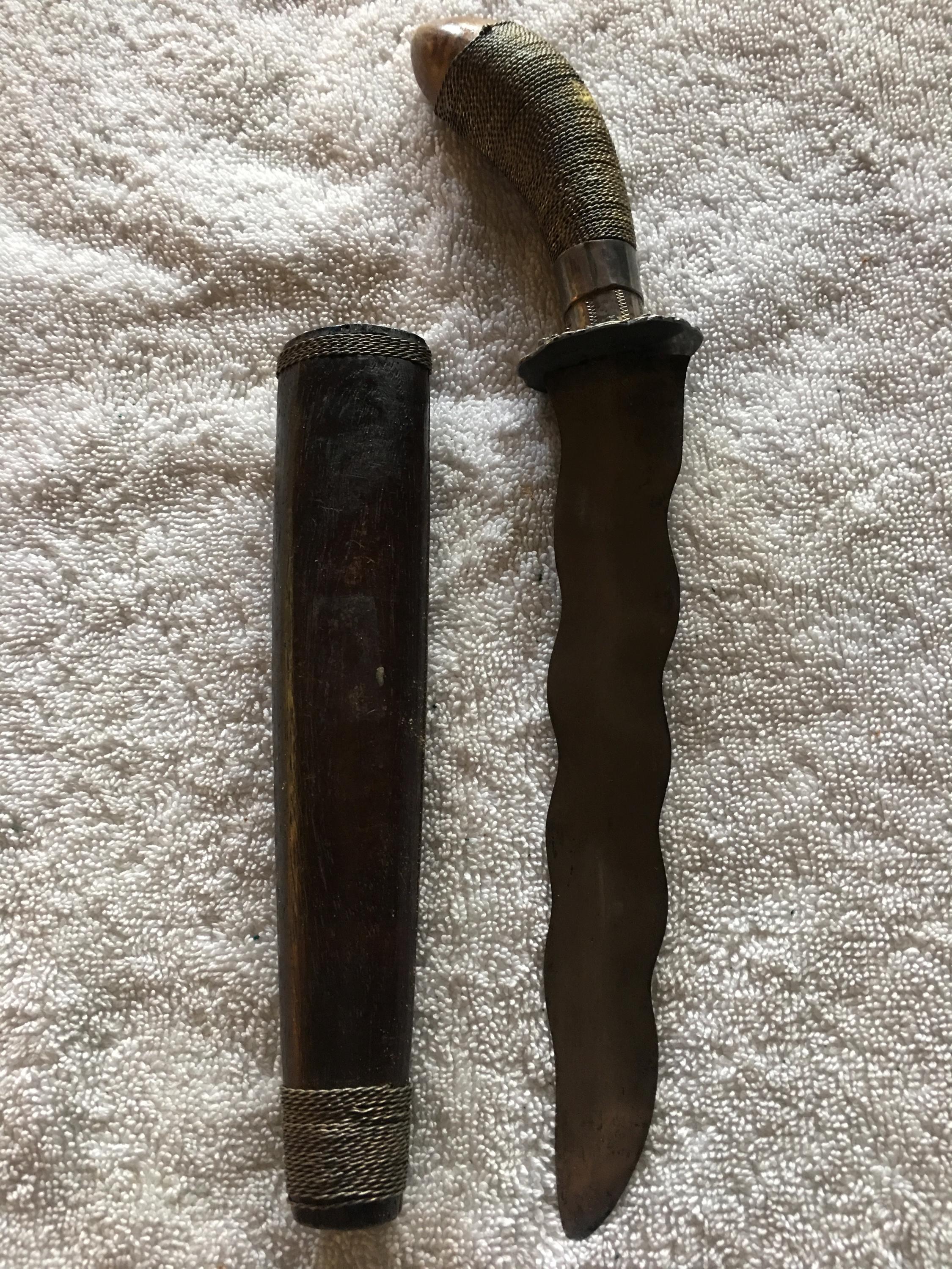 Dagger With Rope Antique Indonesian Dagger Silver Roped Wood Hilt, Jeweled Guard & Wood ...