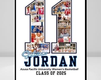Basketball Number Photo Collage, Senior Night, Gift Senior Night Poster, College Gift, Digital File & Print Available, Basketball Gifts