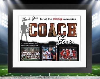 Obrigado, treinador, colagem de fotos de futebol, modelo Canva, presente de fim de temporada personalizado editável, time de futebol, edição no Canva para impressão