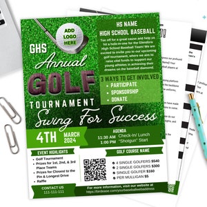 Event Sponsorship Package Bundle, Sponsorship Letter Donation Golf Flyer, Baseball Player Boosters Fundraiser, Editable Canva Template