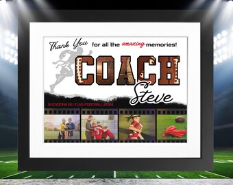 Presente de agradecimento personalizado para treinador de futebol da FLAG, colagem de fotos do treinador, presente de fim de temporada, download digital, edição no Canva para impressão