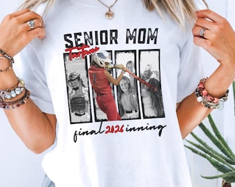 Senior Softball Mom Shirt 2026, Personalized Photo Collage Shirt, Custom High School Softball Mom Tee, Final Inning Season, Sports Mama Gift